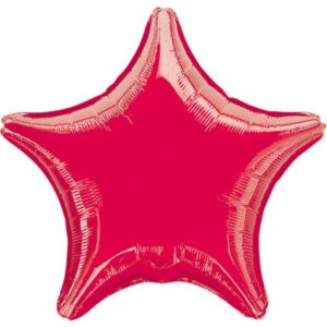 Metallic Star, Piros Csillag Fólia lufi 48 cm