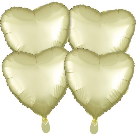 Szatén Pastel Yellow szív fólia lufi 48 cm 4 db-os szett