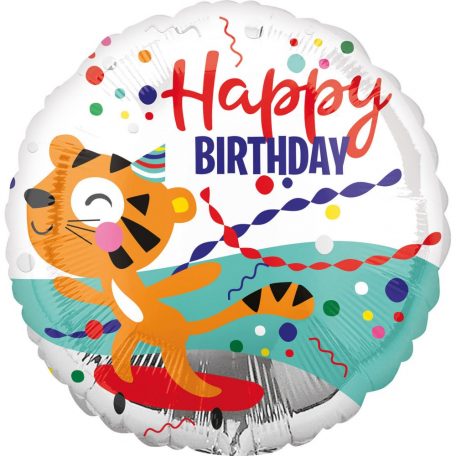 Happy Birthday Tigris fólia lufi 43 cm