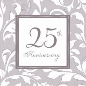 25. Anniversary, Házassági évforduló szalvéta 16 db-os, 32,7*32,7 cm