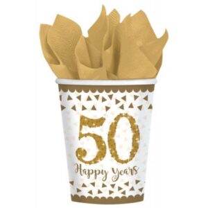 50. Anniversary, Házassági évforduló papír pohár 8 db-os 266 ml
