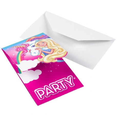 Barbie party meghívó 8 db-os