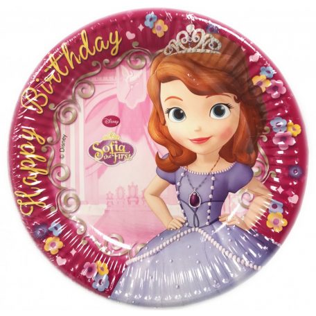 Disney Sofia Happy Birthday, Szófia Papírtányér 8 db-os 19,5 cm