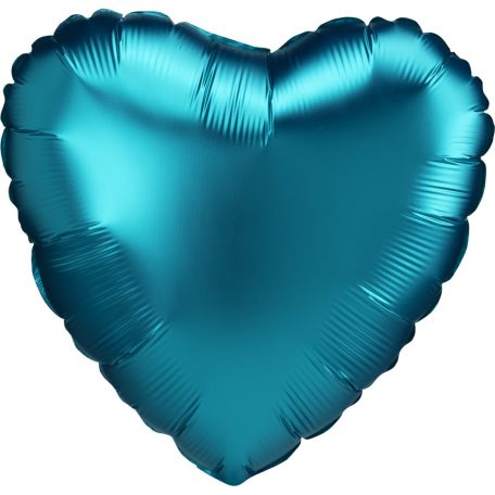 Szatén Aqua szív fólia lufi 43 cm