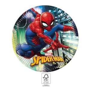 Spiderman Team Up, Pókember papírtányér 8 db-os 23 cm FSC