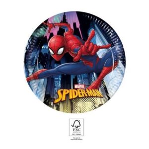 Spiderman Team Up, Pókember papírtányér 8 db-os 19,5 cm FSC