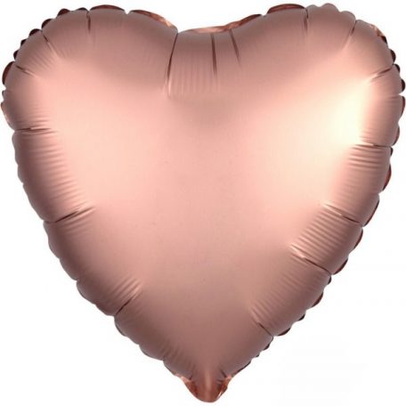 Szatén Rose Copper szív fólia lufi 43 cm