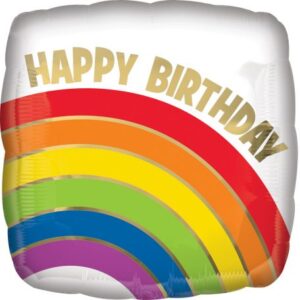 Happy Birthday Rainbow fólia lufi 43 cm