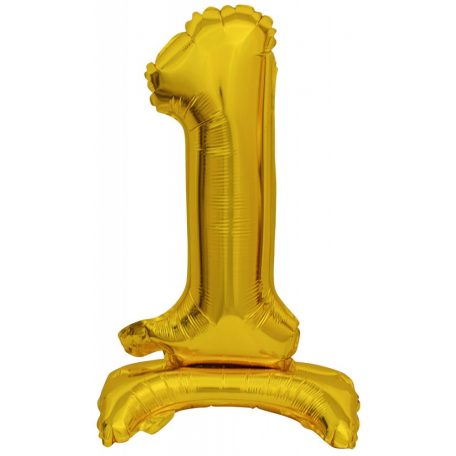 Gold, Arany mini 1-es szám fólia lufi talppal 38 cm